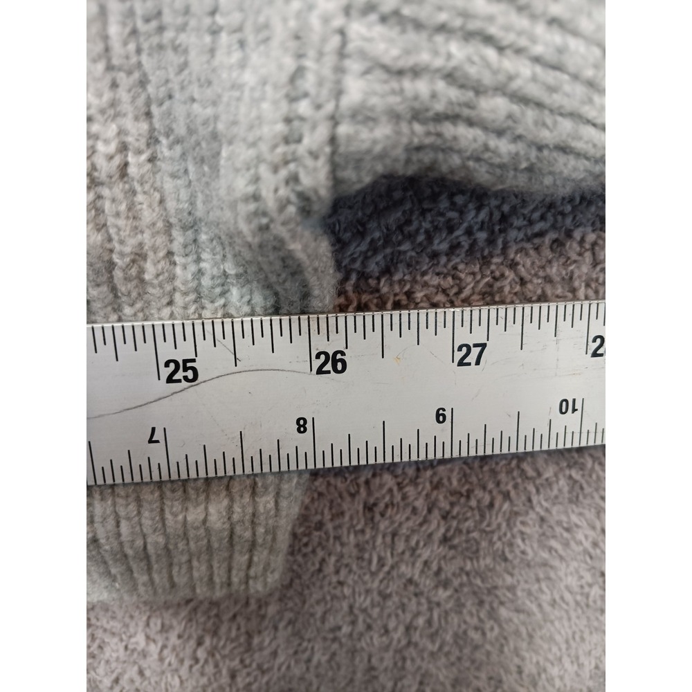 Miss Selfridge Cropped Knit Sweater Women L Gray Ribbed Long Sleeve Relaxed - Picture 5 of 6